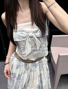 March 清冷氛围感水墨画印花百褶半身裙 25春夏虞书欣同款 新品