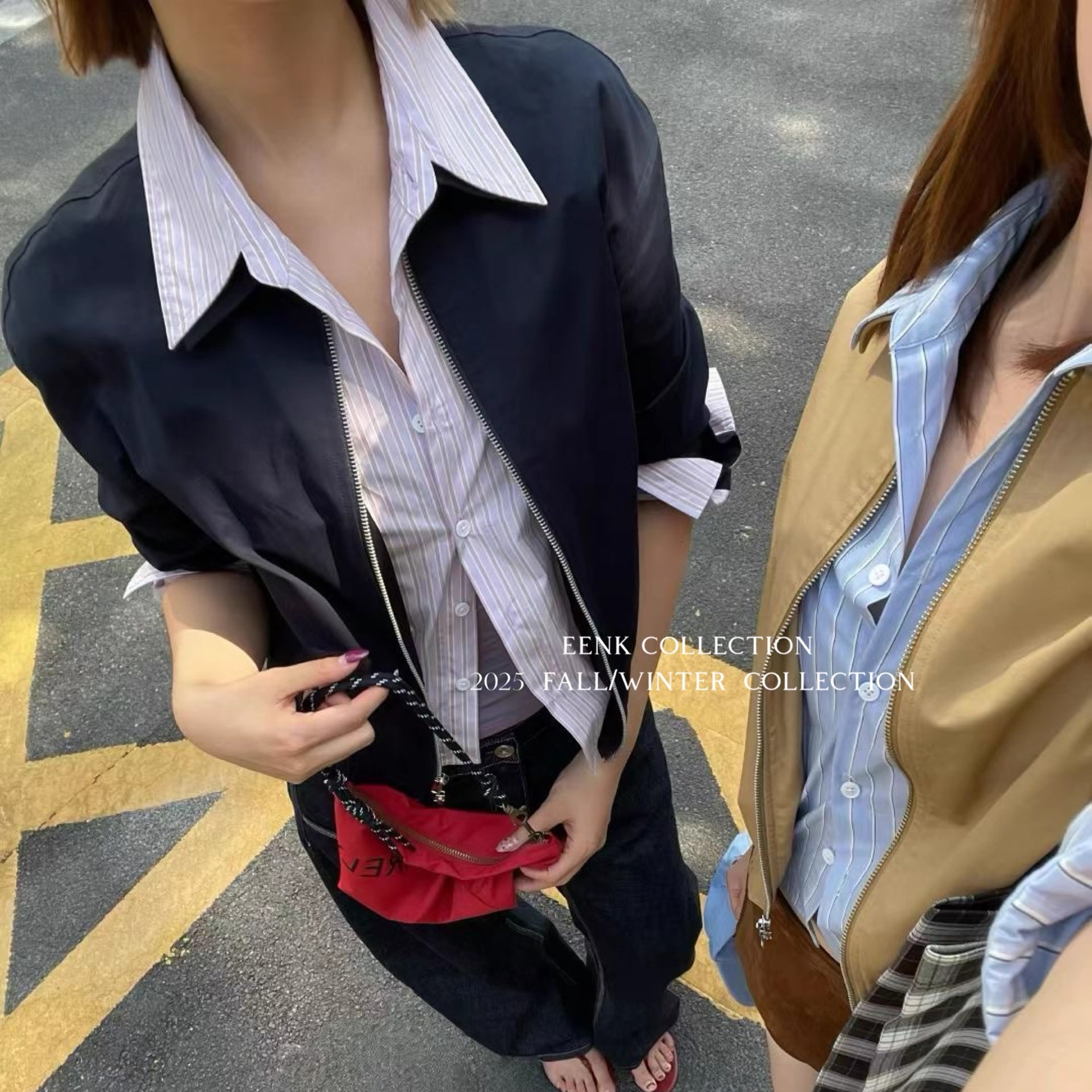 25早秋都市高智感假两件拼接衬衫
