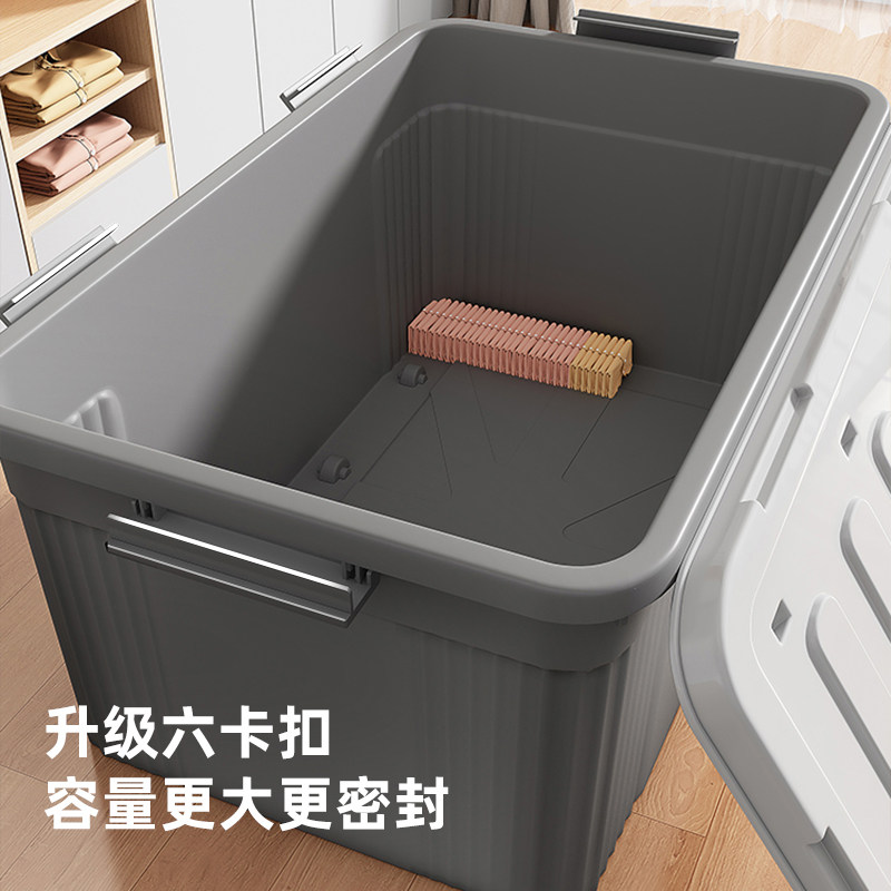 家用塑胶收纳箱加厚衣服被子收纳收纳箱客厅带盖子大容量塑料整理