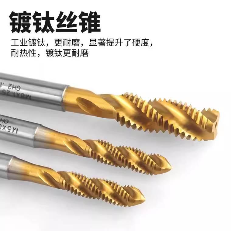 ZG镀钛螺旋丝攻10-24 6-32 4-48 1/4不锈钢机用美制8-32先端丝锥