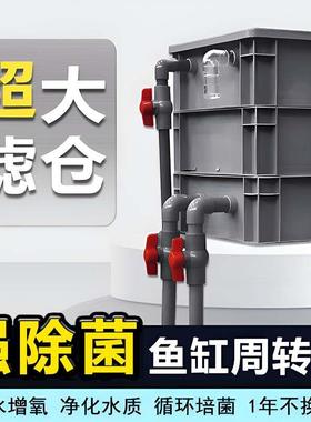 灰色除油膜内置低压变频水泵周转箱过滤箱大型鱼缸鱼池专用滴流盒