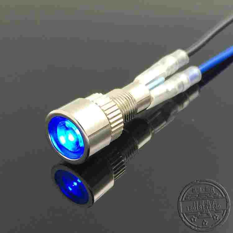 8MM金属指示灯信号LED大光源电源灯24V220V6V12V3V红黄绿蓝防水