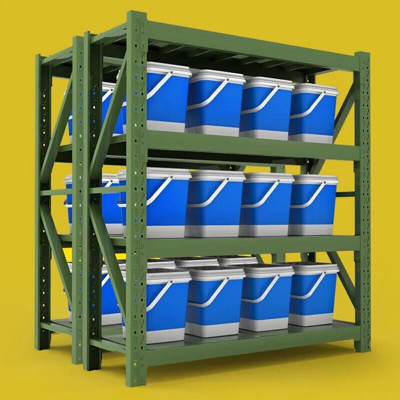 腾固货架钢制多功能储物架置物架中型军绿色200*60*200=4层主架