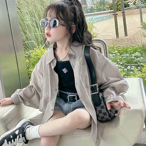 女童衬衫防晒衣外套夏季新款儿童洋气上衣中大童女孩薄款空调上衣