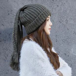 假发帽子女款2026新款酷到炸 嘻哈风脏辫帽子女假发一体手工编织