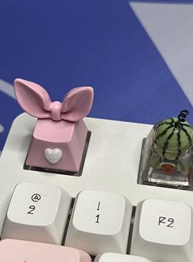电脑装饰小配件DIY个性蝴蝶结键帽可爱立体粉色十字轴机械键帽Esc