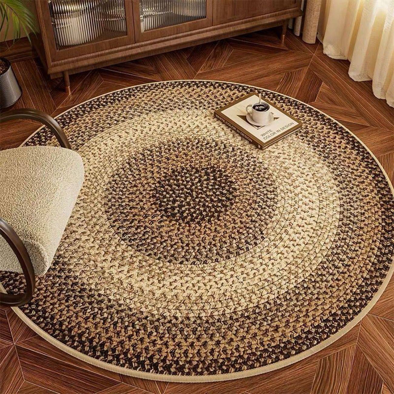 氛围感小地毯简约圆形地毯客厅毯复古电脑复古卧室高级梳妆台床边