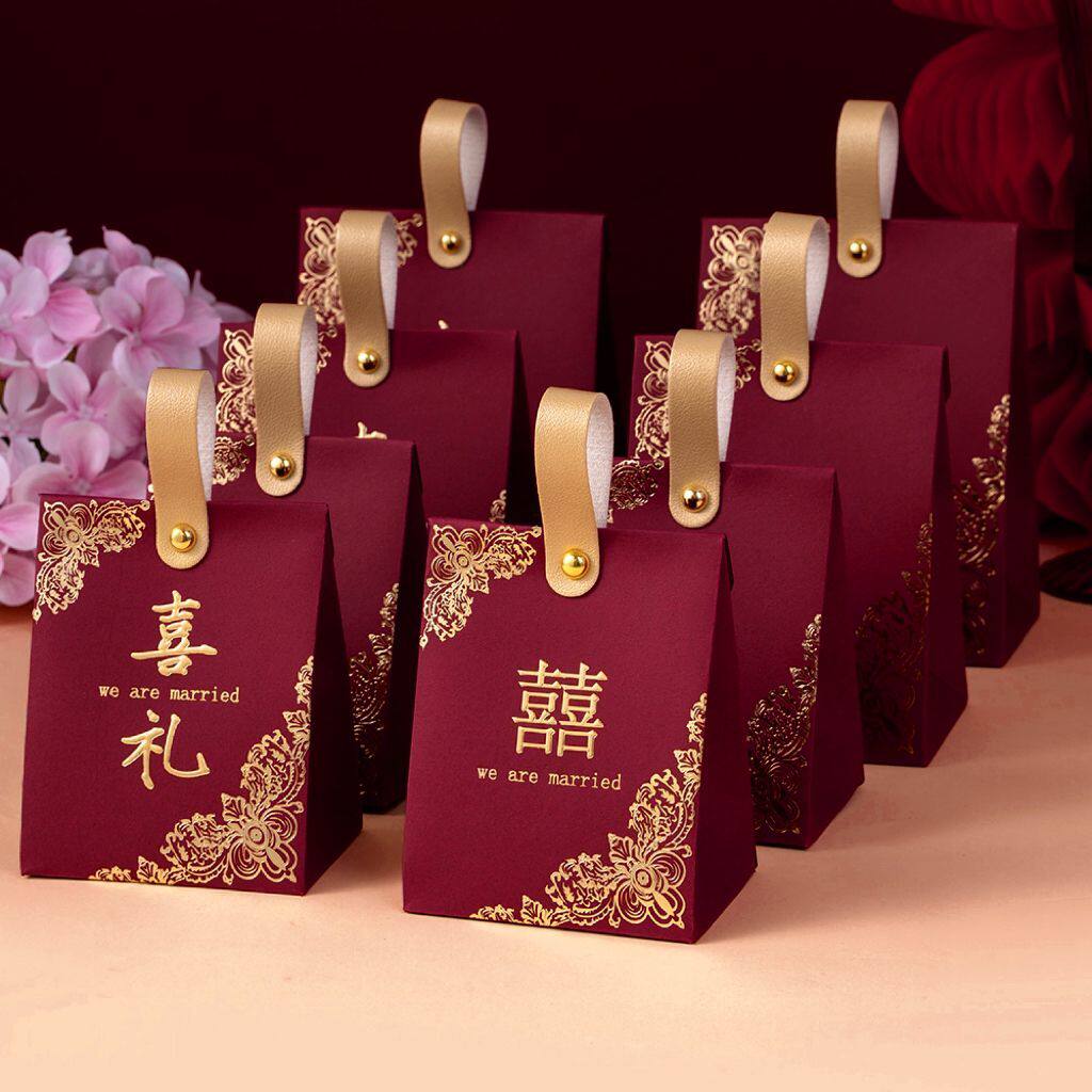 结婚用装喜糖盒子2026新款中式喜糖盒高级伴手礼盒结婚喜糖袋子复
