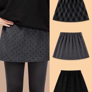 鲨鱼裤遮挡裙灰色波点半身裙女2026秋冬新款大码屁帘叠穿打底鲨鱼