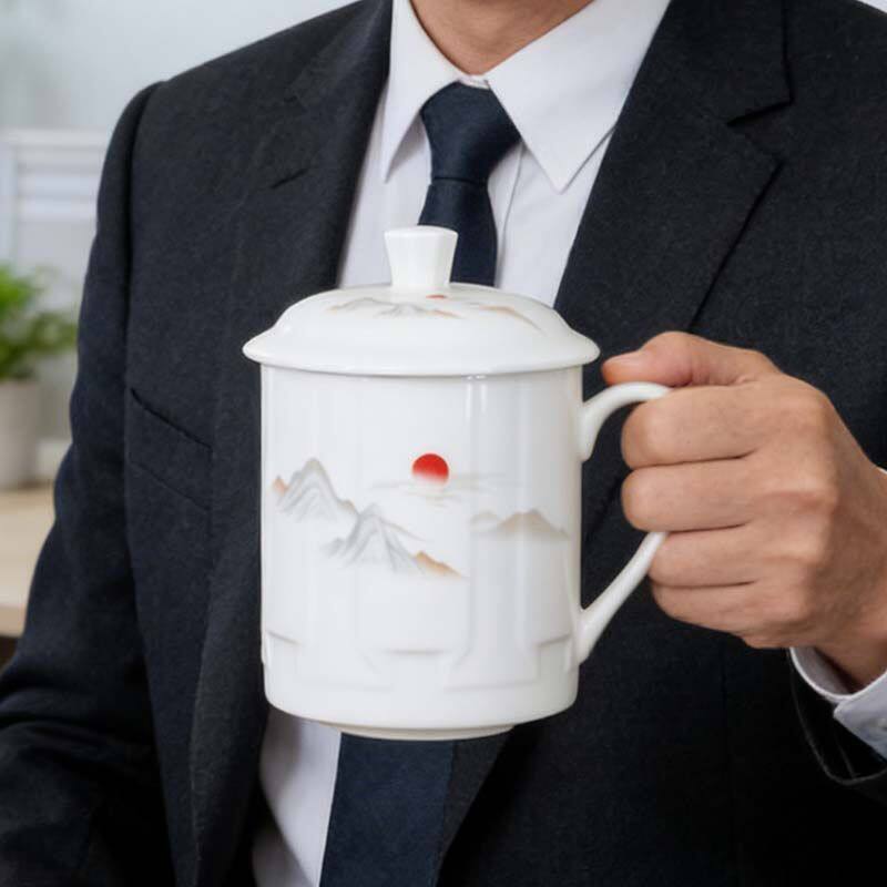 优质陶瓷茶杯老年人大口