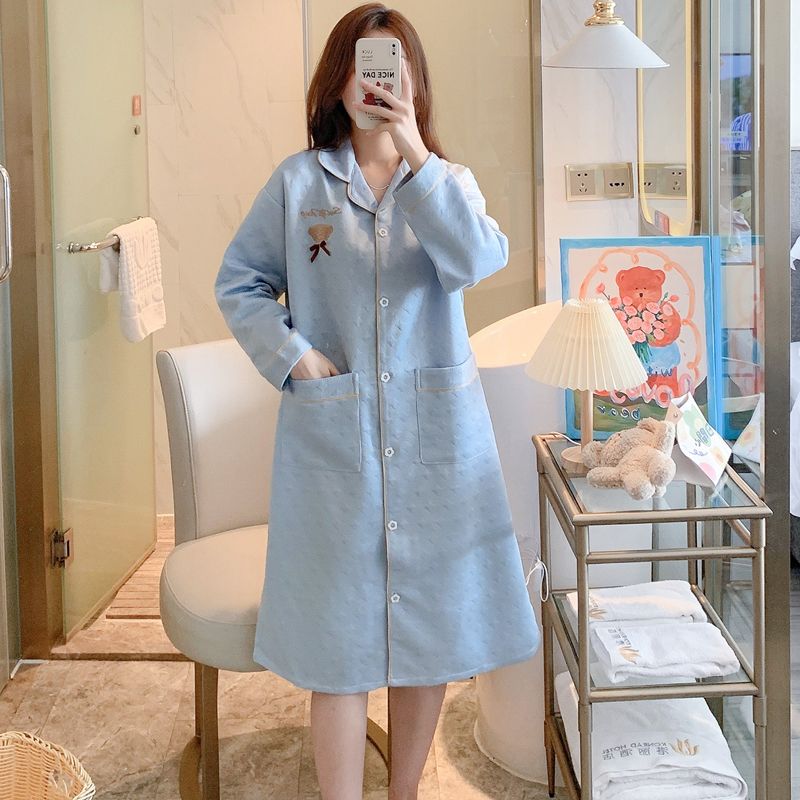 分娩裙冬季秋加厚夹棉睡