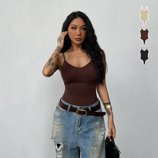 skims同款 性感风 连体衣暗扣紧身丁字欧美瑜伽服吊带蜜桃臀一体式