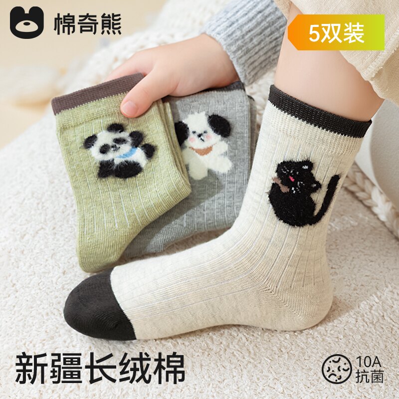 男童袜子秋季新疆长绒棉高筒袜图片