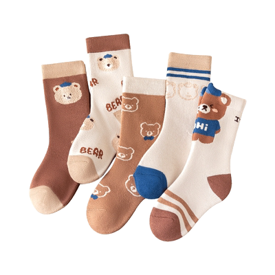卡通小熊经典毛圈加厚中筒袜