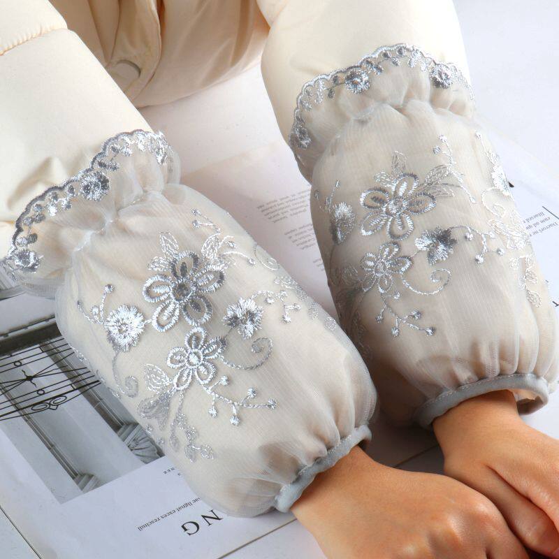 袖套女高级感上班绣花双层蕾丝袖套女款秋冬上班耐脏套袖ins高颜