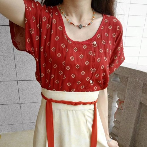 唐背子青泠谷提花新款汉服日常