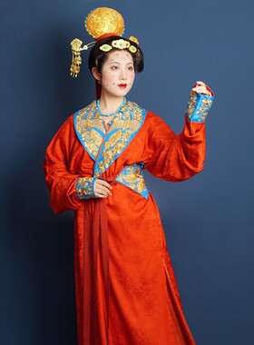 青泠谷原创汉服成人套装女晚唐壁画回鹘夫服饰复原汉服民族服饰