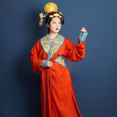 青泠谷原创汉服成人套装女晚唐壁画回鹘夫服饰复原汉服民族服饰