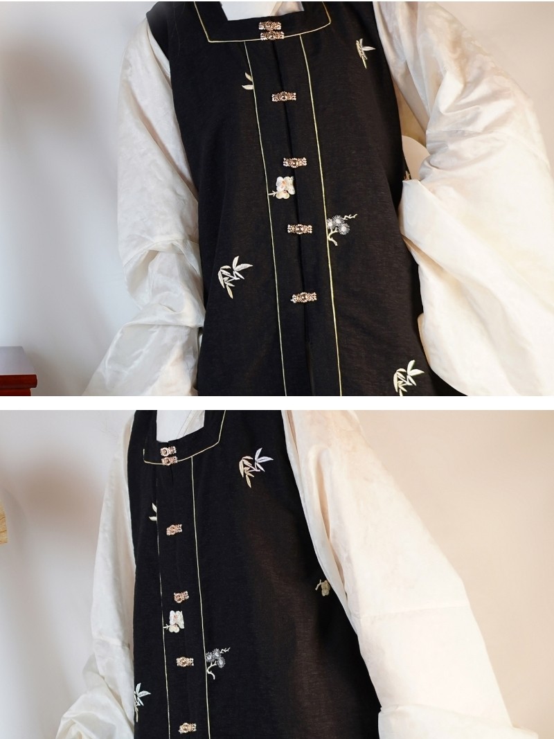 [SUIHAN] QINGLINGGU SUIHAN BIJIA HANFU 오리지널 명나라 데일리 더블 브레스트 쇼트 재킷과 여성용 말 얼굴 스커트 봄 가을