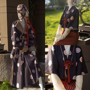 青泠谷冬季皮毛一体圆领袍武周背子麂皮绒仿兔毛现货