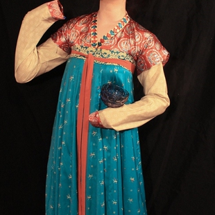 青泠谷汉服初唐对鸟纹唐背子套装复刻现货