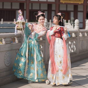 青泠谷原创敦煌飞天坦领半臂烫金新款 清仓 汉服女齐腰襦裙 绝版