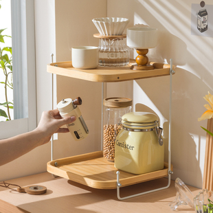 厨房置物架台面角落实木调料架转角调料品收纳架多功能调味料架子