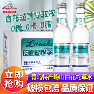 青岛崂山白花蛇草水330ml 12瓶百花蛇草水无糖草本气泡水饮料整箱