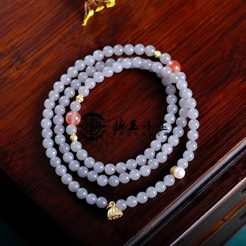 和田玉手串圆珠仙女紫德玉