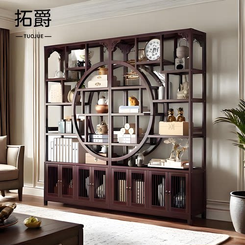 【升级加厚】复古博古架展示柜子