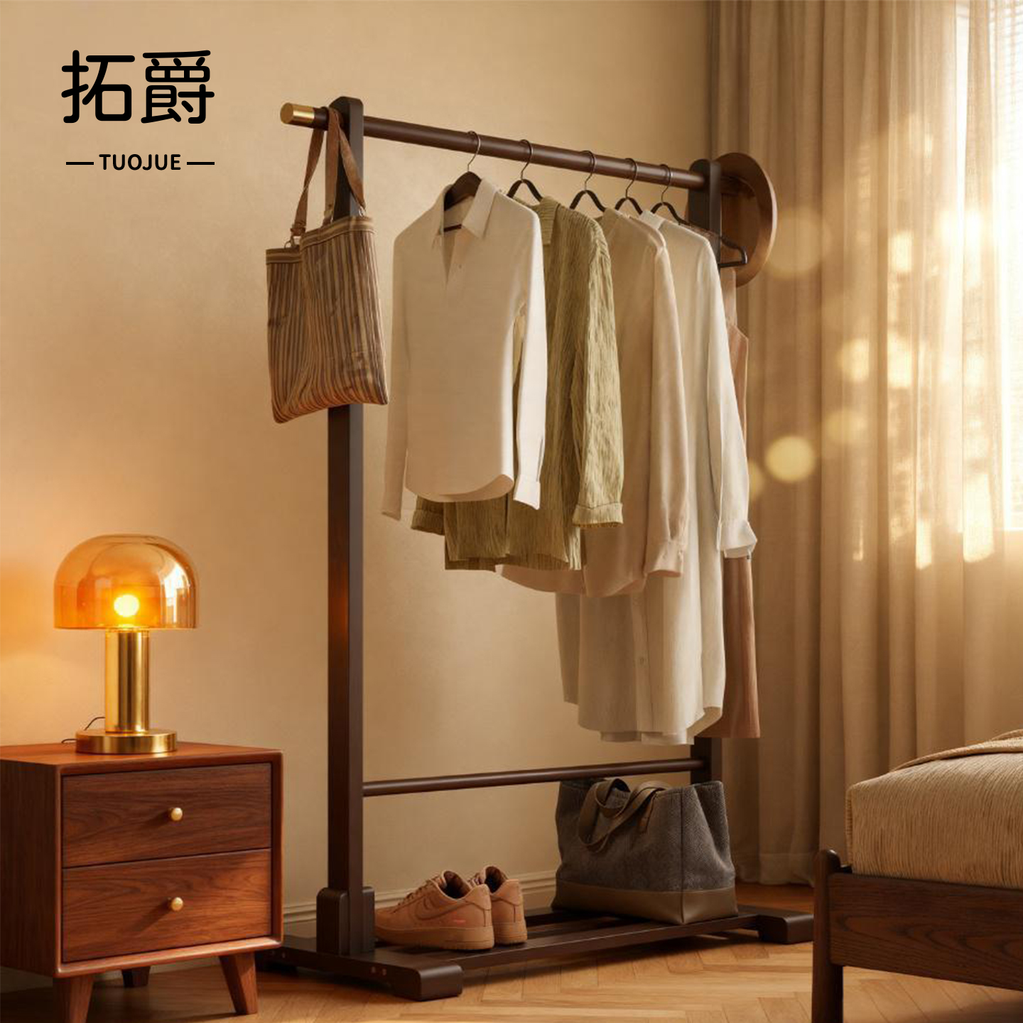 【加固新升级！】卧室落地挂衣杆