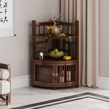 博古架新中式客厅角落小矮置物架实木转角多层装饰摆件架不占空间