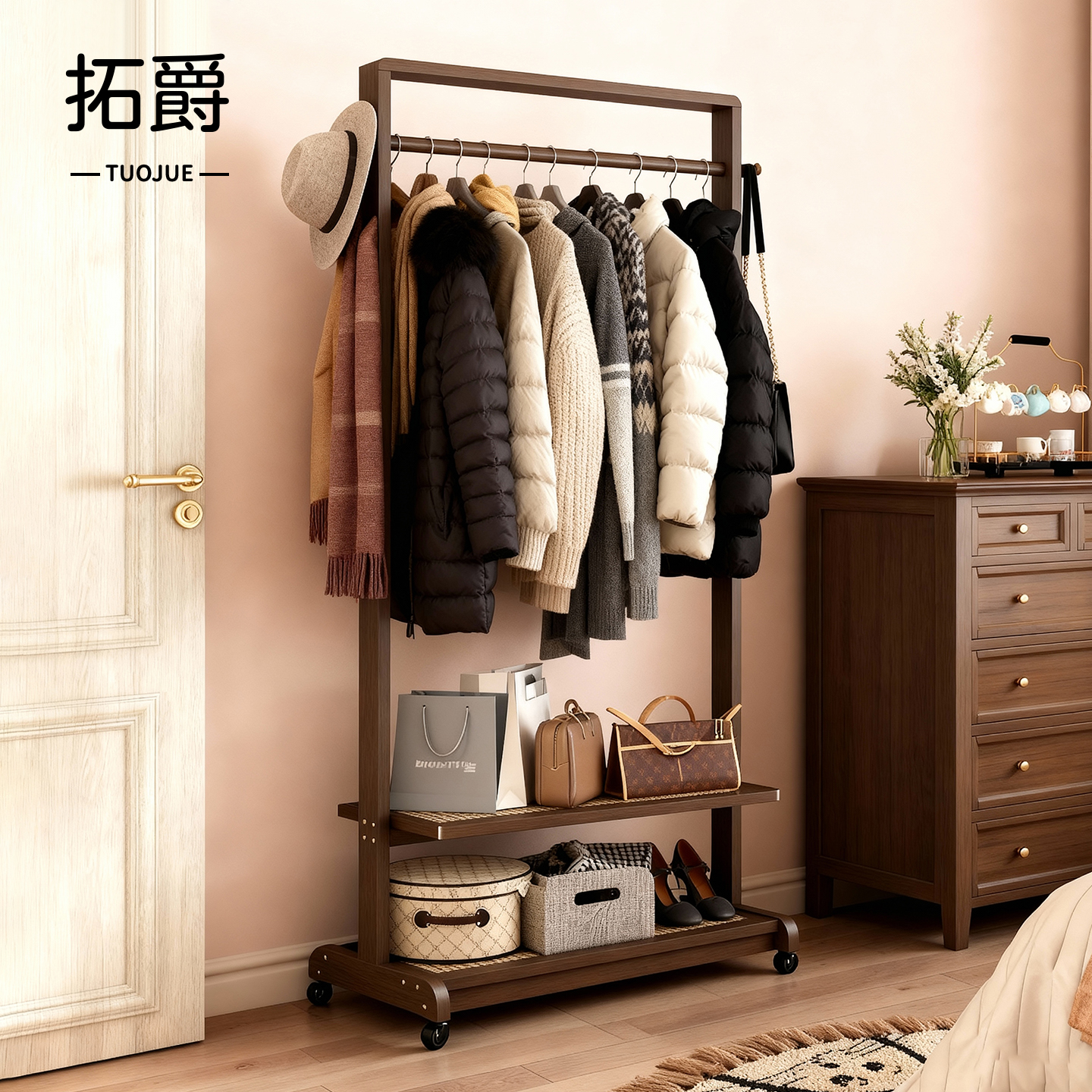 【升级带轮！】衣帽架2025新款