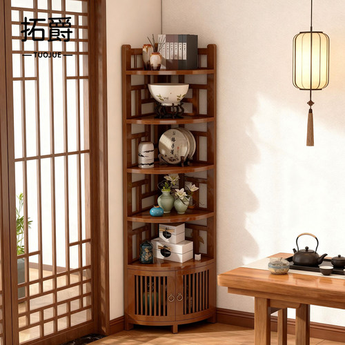 【茶室收纳必备】转角茶架博古架