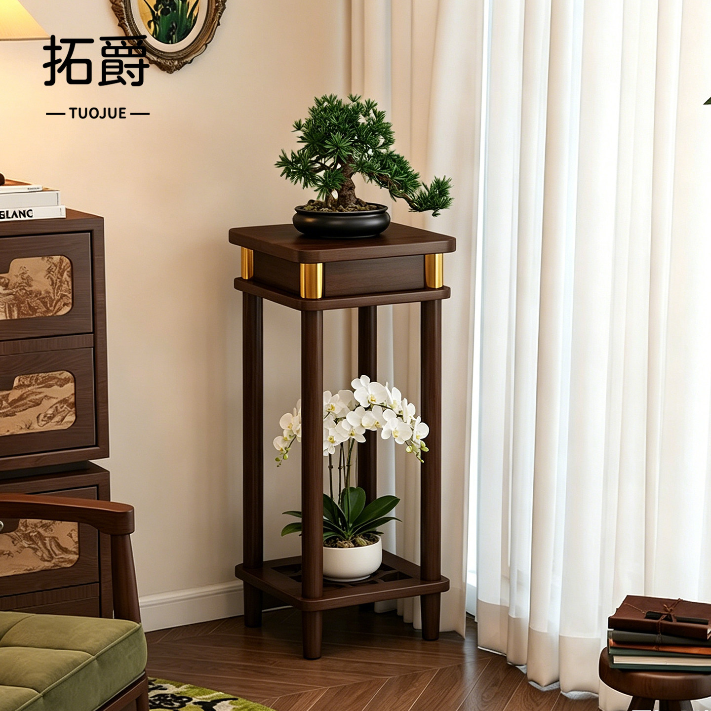 【优选加厚楠竹板材】中古风花架图片