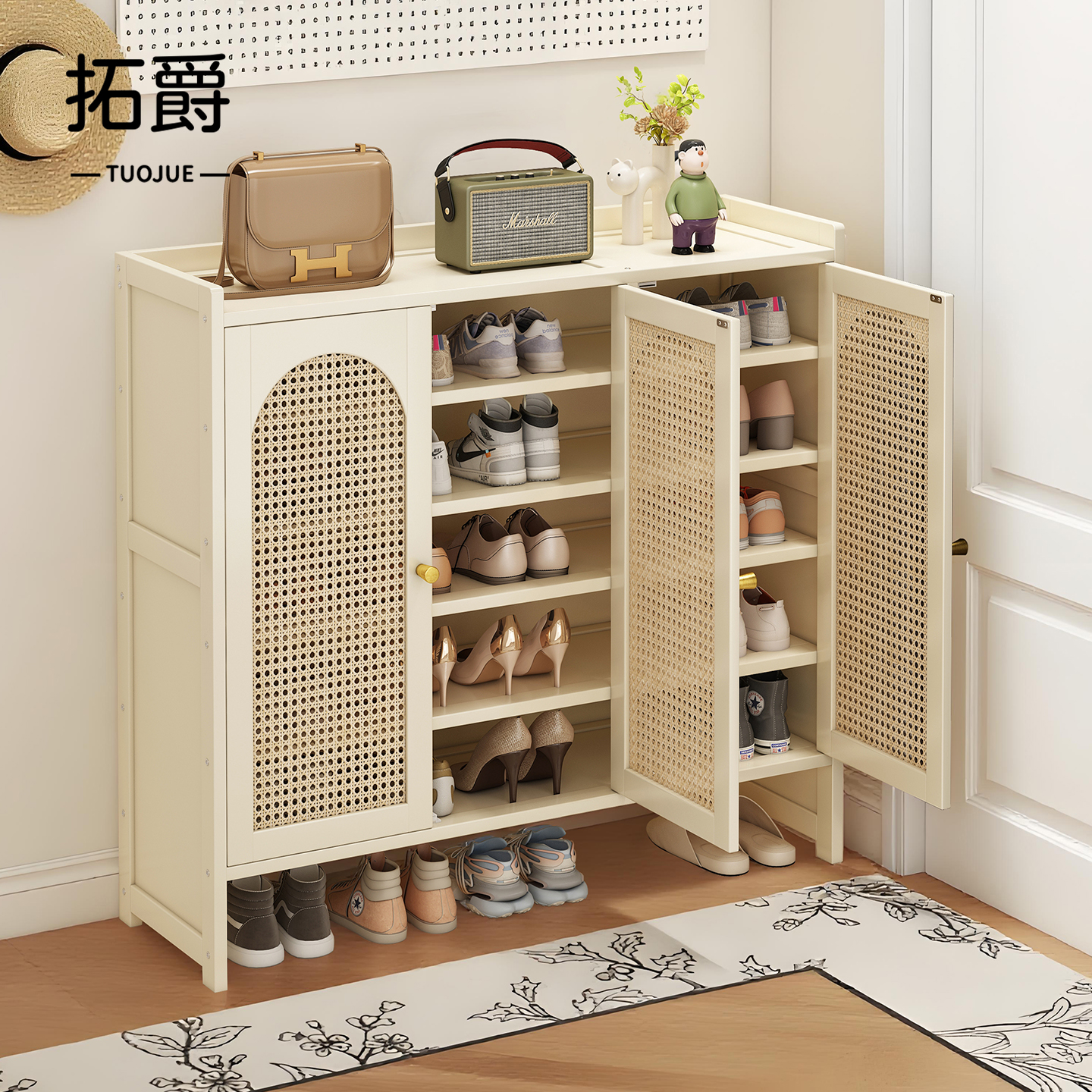 【奶油风家具分享！】鞋架防尘
