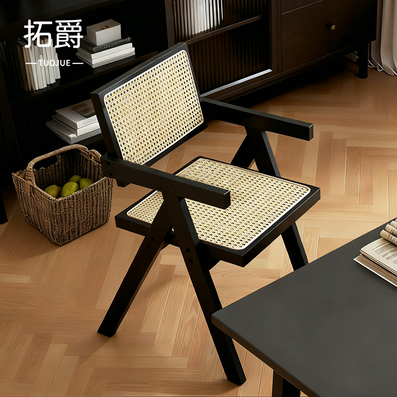 【加固升级】餐椅中古藤编椅新款