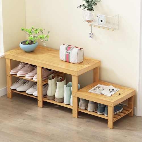 鞋架家用门口换鞋凳简易坐凳一体入户2025新款实木可坐穿鞋的凳子 - 封面