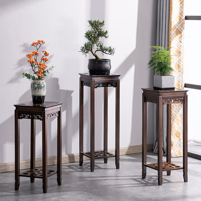 实木花架置物架中式花几楠竹仿古室内花台花盆架客厅落地式吊兰架 虎窝淘