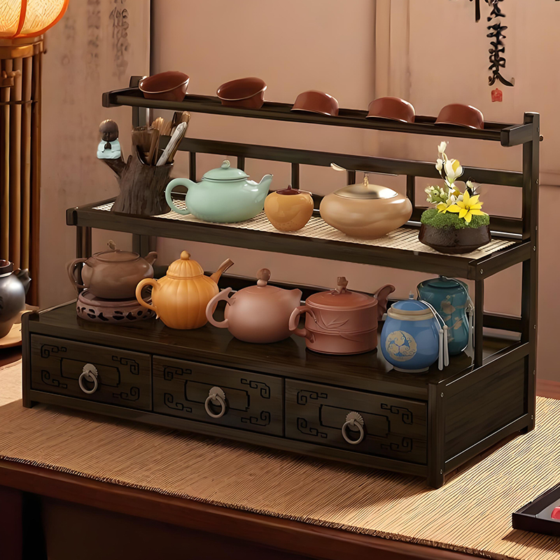 【茶桌收纳神器】小型桌面置物架