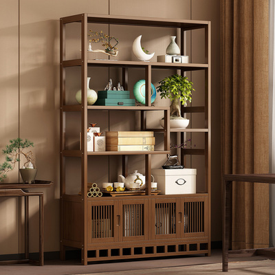 茶室博古架摆件古董置物架新中式茶叶放置架多宝阁茶水柜古拙家俱