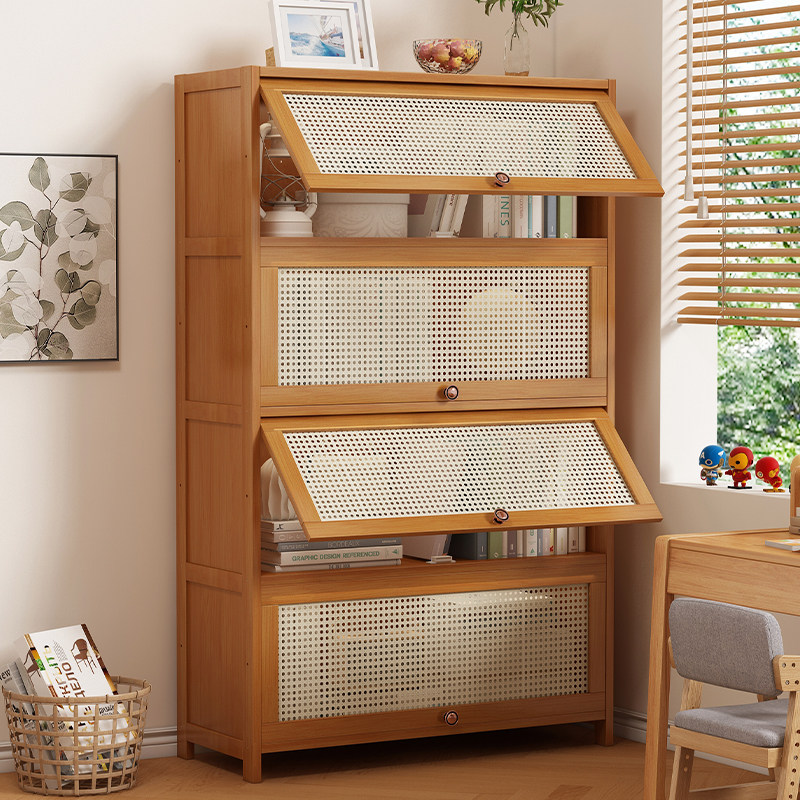 书架落地家用置物架非实木带门防尘儿童书柜现代简约大容量收纳柜