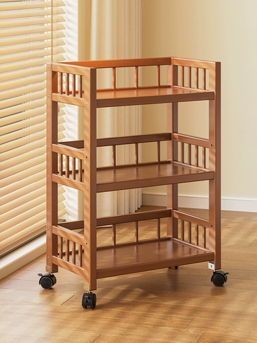 Многослойная система хранения для домашнего использования, простая тележка из натурального дерева, коробочка для хранения