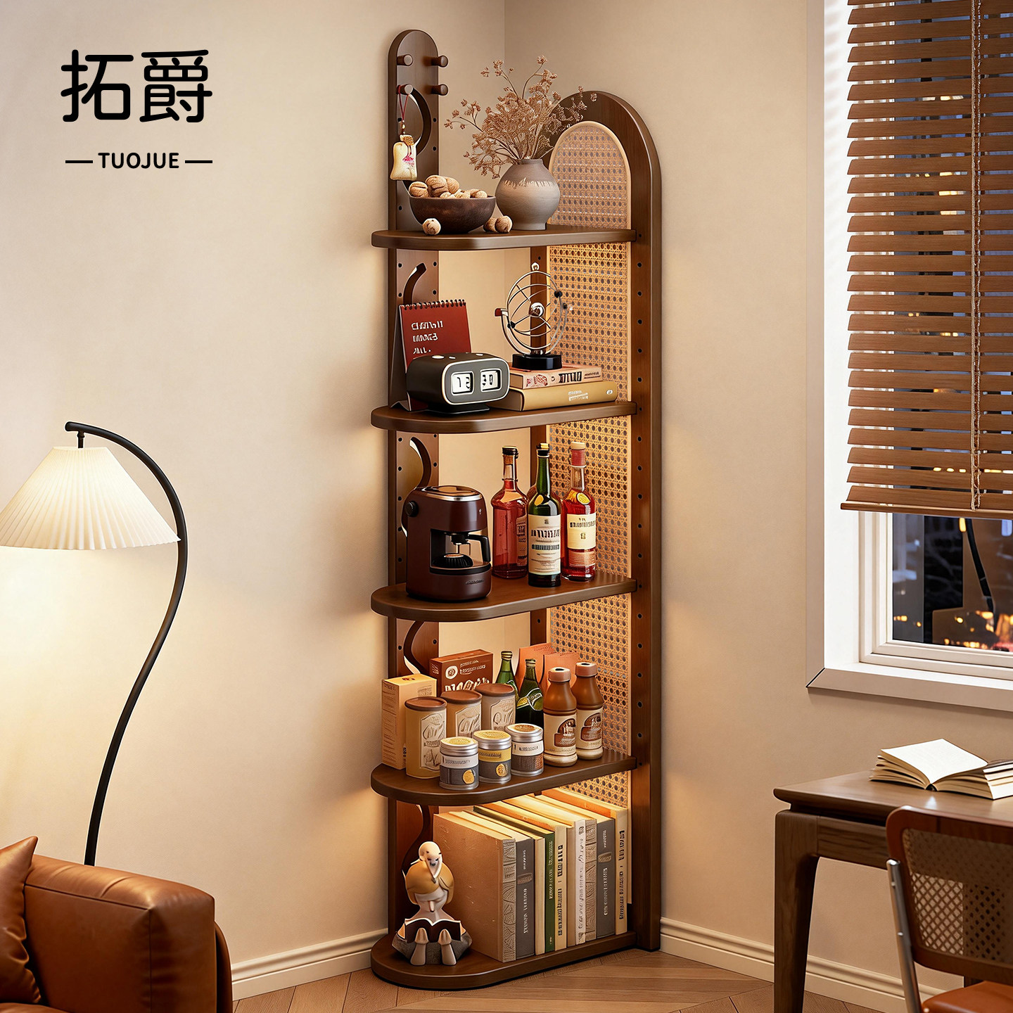 【墙角收纳神器！】中古风转角架图片