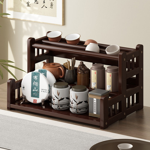 桌面小型杯架新中式茶桌杯子收纳置物架茶具茶杯放置架茶叶展示架