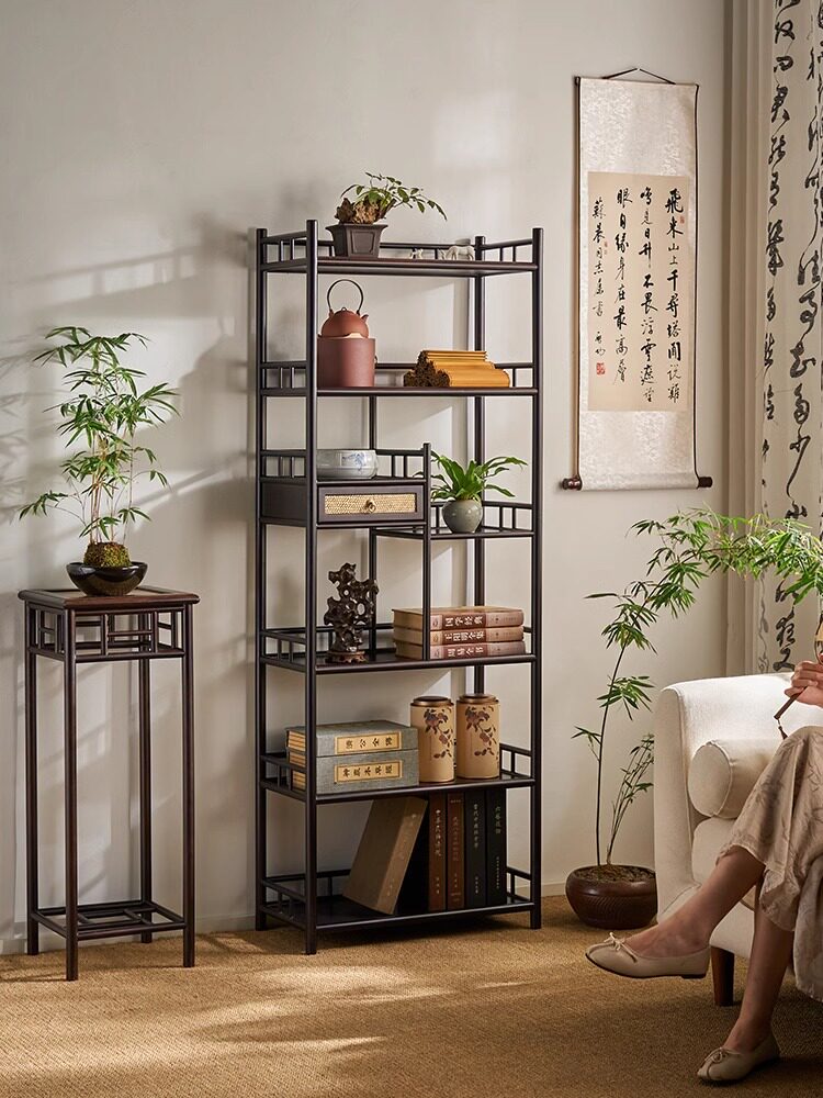 新中国风博古架茶室茶具展示架非实木古董饰品多宝阁储物柜书架