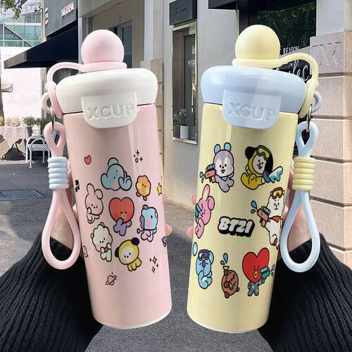 可爱bt21应援保温杯女生吸管大容