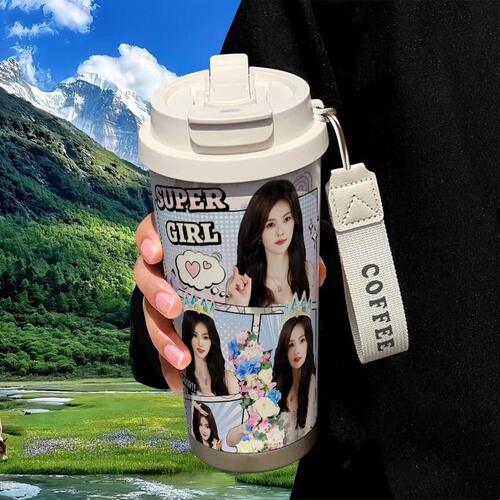 白鹿明星上岸周边保温杯学生吸管