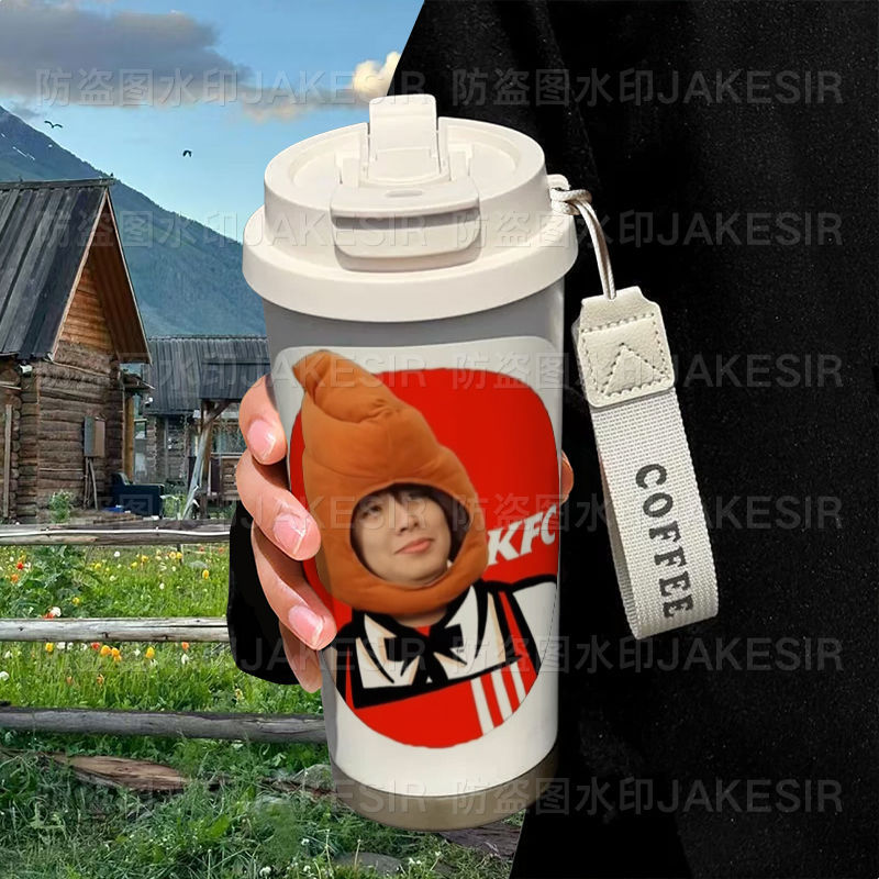 马浩宁小潮院长保温杯不锈钢学生高颜值吸管双饮大容量咖啡水杯