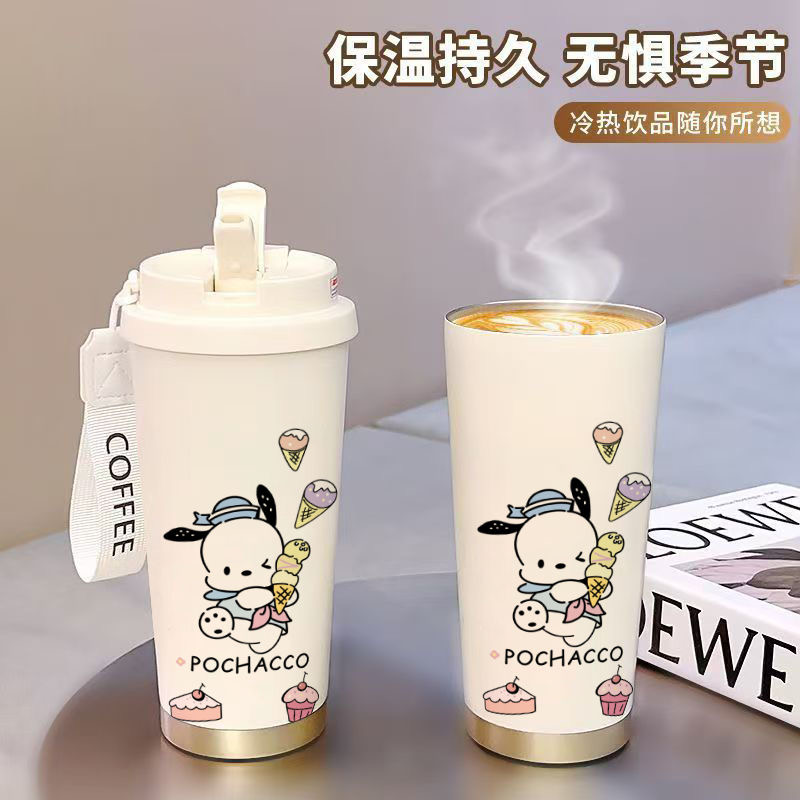保温杯防漏新款保温男女大容量潮流便携三饮陶瓷内胆吸管咖啡杯